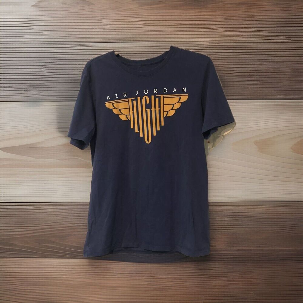 Nike Air Jordan Flight T-Shirt Blue Yellow M Short Sleeve Jumpman Basketball